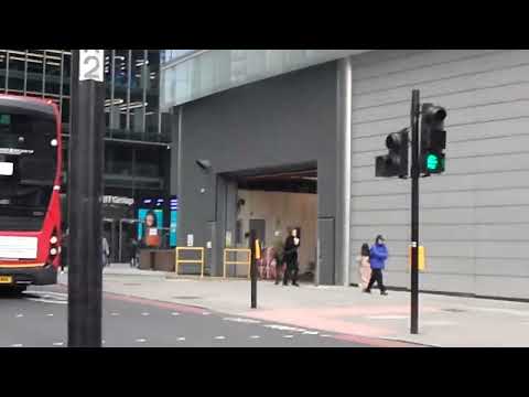 Enviro400MMC Go Ahead London Commercial E284 SN66WNE Not in Service Taking Left Turn at Aldgate East