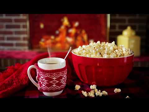 Xmas Coffee, Popcorn and a Burning Fire | HD Relaxing Screensaver