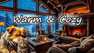 🔥🏡 Cozy Room Ambience | Relaxing Music & Crackling Fireplace Sounds 🎶