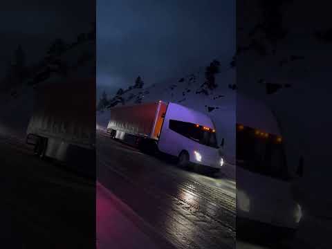 TRUCKING Episode  |  Telsa Truck  on the Icy road  lol.