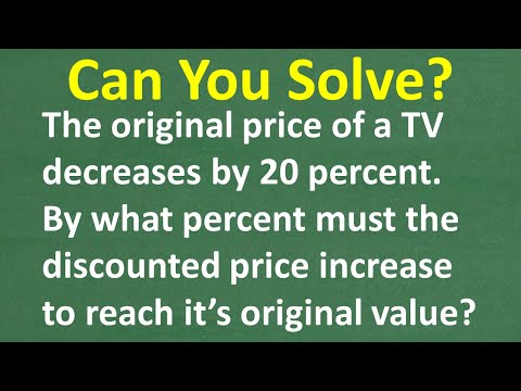 TV Price Drops 20%! What Percent Increase Restores the Original Price?