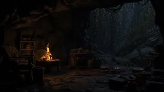 Unwind in a Cozy Cave – Soothing Rain & Crackling Fire Sounds for Deep Sleep and Stress Relief 😴🔥