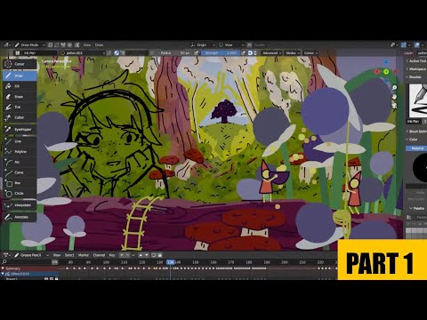 2D Animation in Blender Grease Pencil // Forest Sprite Loop