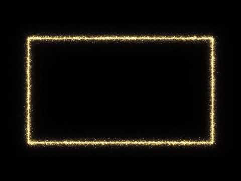 Premium Gold Rectangle Frame with Flying Particles on Black Background | Free HD Version Footage