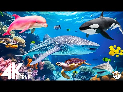 Aquarium 4K VIDEO (ULTRA HD) 🐠 Beautiful Relaxing Coral Reef Fish - Relaxing Sleep Meditation Music