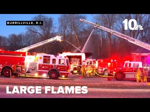 Flames break out inside firehouse