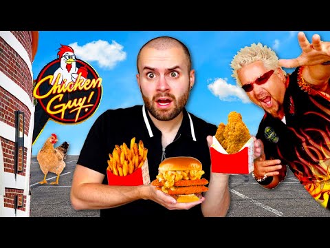 Eating at Guy Fieri's Restaurant for 24 HOURS! Chicken Guy! Challenge