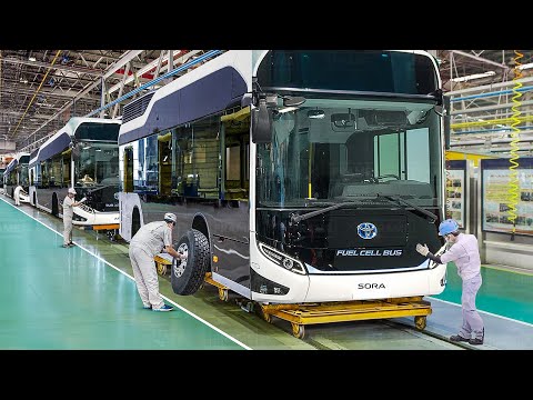 Inside Massive Billion $ Toyota Factory Producing Futuristic City Bus - Production Line