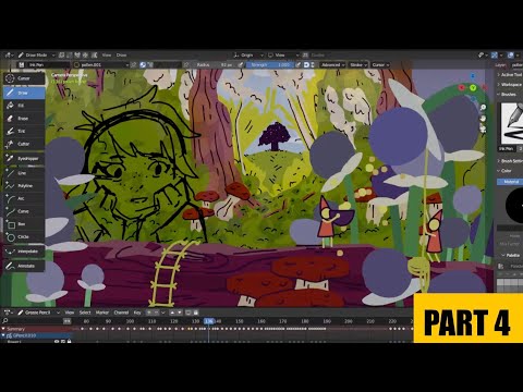 2D Animation in Blender Grease Pencil // Forest Sprite Loop Part 4