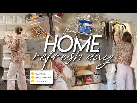 HOME REFRESH DAY | closet cleanout, IKEA shop & organization, toy storage, & decluttering areas!