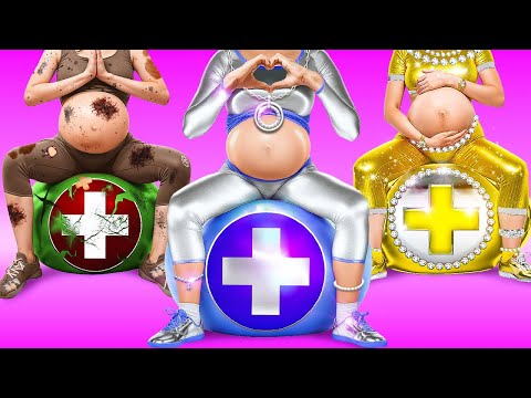 BROKE vs RICH vs GIGA-RICH Pregnant in The Hospital! 🏥 BEST Parenting Hacks