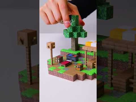 Minecraft Village / Magnetic Papercraft #shorts #minecraft