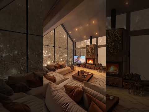 Warm Winter Nights: Snowfall and Fireplace for Deep Sleep.