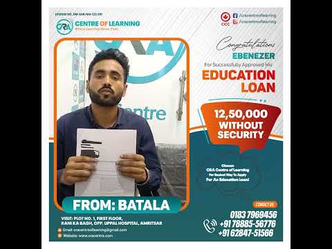 Congratulations to EBENEZER for attaining education loan to fulfil his dreams to study in abroad