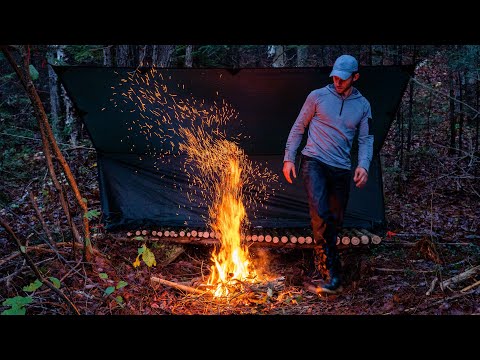 Solo Overnight in Bushcraft Shelter