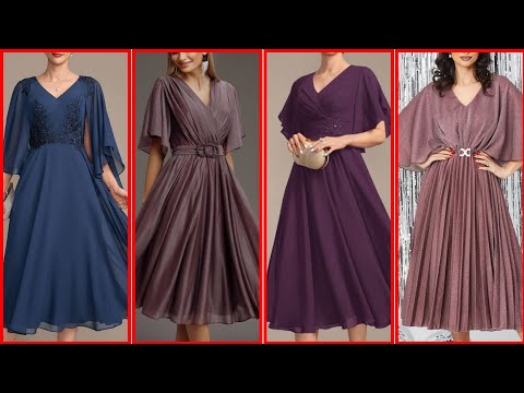 "Layered chiffon skater dress designs for parties" "Flowy chiffon party frocks for mothers and bride