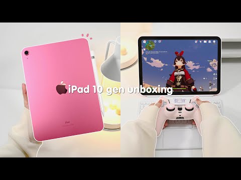 New iPad 10 Gen aesthetic unboxing 🎀 | magic keyboard | accessories | genshin impact