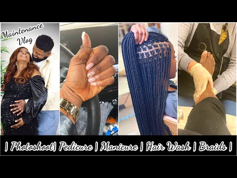 MUMMY MAINTENANCE VLOG: Gettng Ready B4  Baby Arrives| NAILS + HAIRCARE + BRAIDS | Photoshoot & More