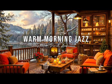 Relaxing Jazz Instrumental Music for Work, Study ❄️ Warm Morning Jazz at Cozy Winter Porch Ambience