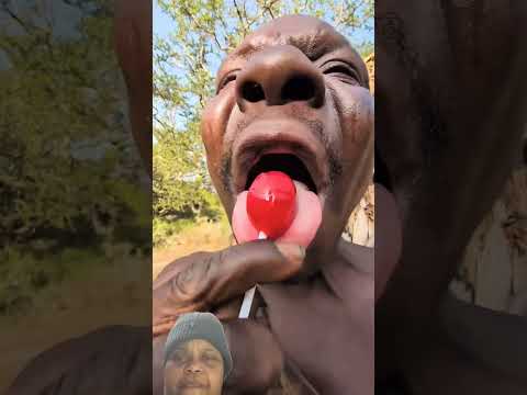 Bushman Taste Sweets #africa #villagelife #food #bushman #viralvideo #family #sugar #candy #tribal