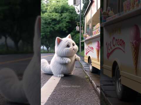 The cat wants to eat ice cream #shorts #cat #funny #cute #kitten