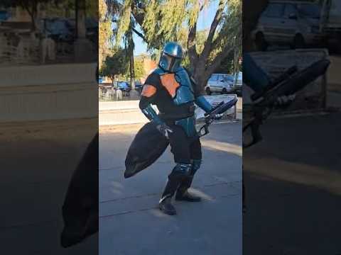 Having fun in my Mando costume.