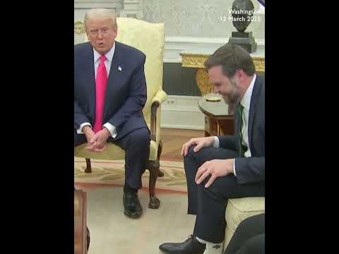 MOMENT: Trump distracted by Vance's shamrock socks