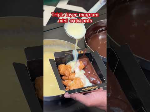 Triple layer magnum mini croissants 🥐 #croissant #magnumchocolate #youtubeshorts #shortsvideo