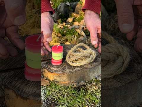 Storm-Proof Firestarter: Rope and Wax Lifehack. #survival #camping #lifehacks