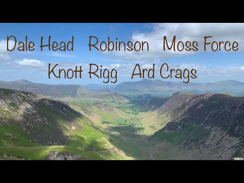 Stunning Lake District walk drone footage Dale Head, Moss Force waterfall, Ard Crags, Knott Rigg