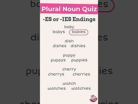 plural nouns quiz - es or -ies endings