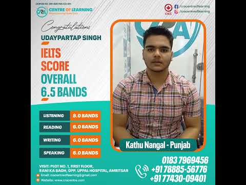 Congratulation to our student Udaypartap singh for acheving desired bands .