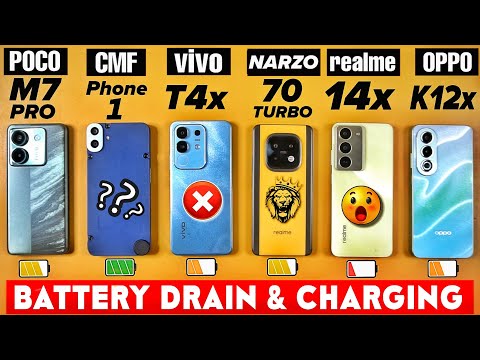 vivo T4x 5g vs CMF Phone 1 vs Narzo 70 Turbo vs POCO M7 Pro , Realme 14x , OPPO K12x - BATTERY DRAIN