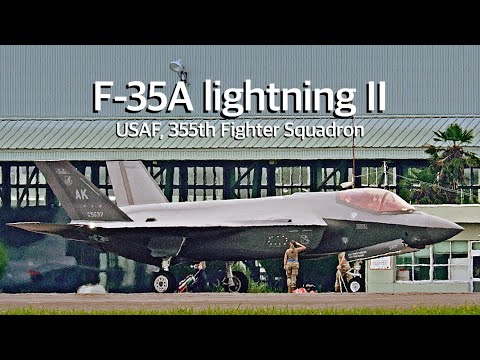 [百里基地] 米空軍 F-35A戦闘機 10機、雨の中アフターバーナーとベイパーを引いて嘉手納基地へ帰投　USAF, 355th FS / F-35A　Afterburner & Vapor