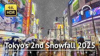 Tokyo's Very Rare 2nd Snowfall of The Year 2025: Snowy Shinjuku Walking Tour [4K/HDR/Binaural]