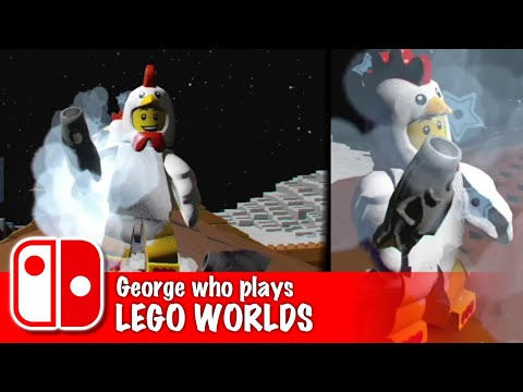 Chickens fighting on the Lego Worlds moon