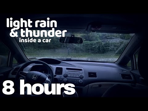 8 HOURS of light rain and thunder in a car | ASMR [storm, sleep, relaxation]