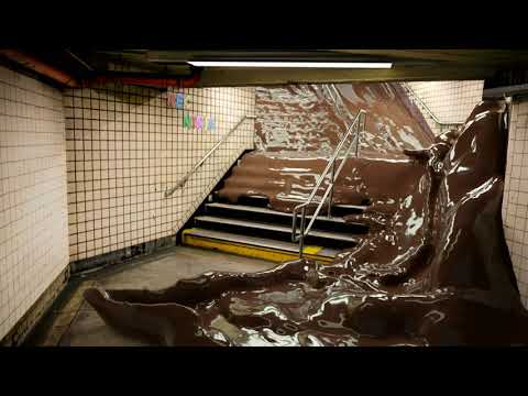 Chocolate floods the metro, Blender animation, Flip fluids simulation