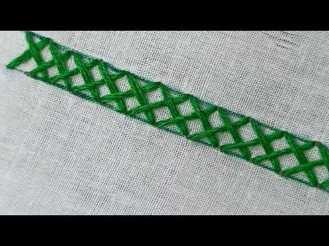 Simple Border Line Hand Embroidery Design||Cross Selai Shikhi.