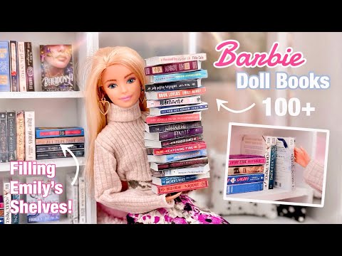 Making 100+ Barbie Doll Books - Filling Up Emily's Bookshelves For Her Library - DIY Mini Books