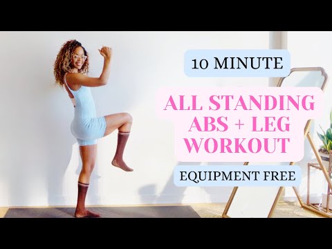 10 Minutes ALL STANDING ABS + LEGS Workout!