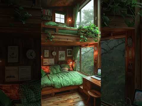 Winter's Embrace: Cozy Cabin with Snowfall & Rain.