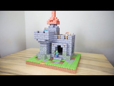 紙で小さなお城を作ってみた【紙マイクラ／建築】How to make Castle. PaperMinecraft