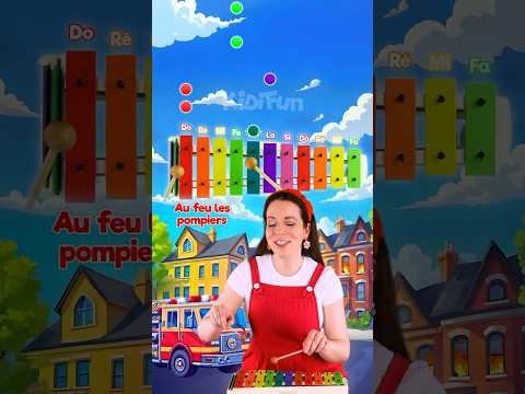 How to play "Au feu les pompiers" on the xylophone (glockenspiel) 🔥🚒 #kids #song #french #learning