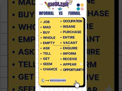 #Usages of Formal and Informal Words in English#learnenglish#contact +91 99555-90499 #online #