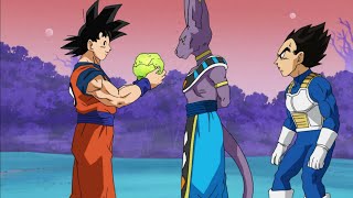 Goku presents fresh lettuce to lord beerus