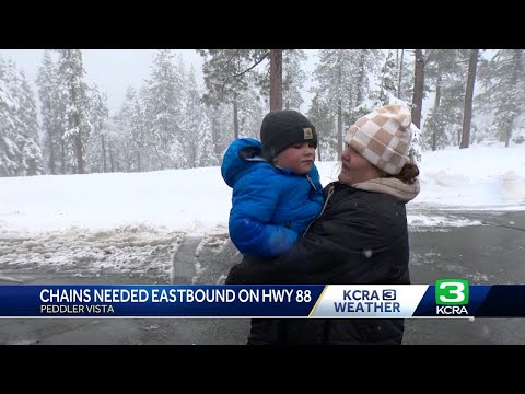 Drivers heading eastbound on Highway 88 stopped by snow conditions