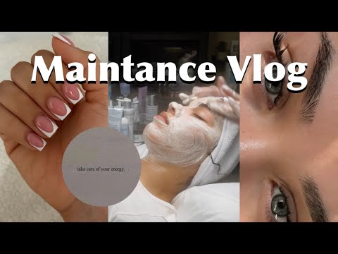 MAINTANANCE VLOG || eyebrows, nails, hydrofacial + dermaplane