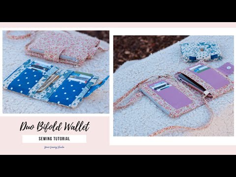 Bifold wallet purse tutorial with zipper pocket - two sizes- Duo Bifold Wallet - how to sew