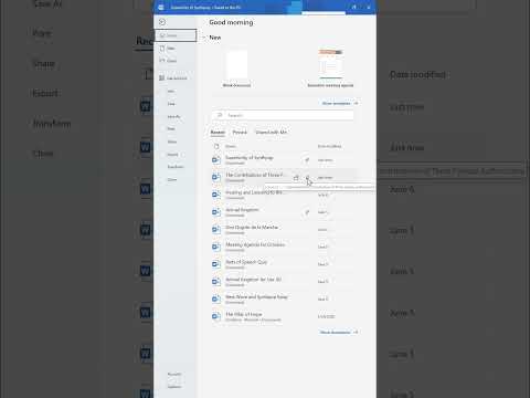 Pin Your MOST IMPORTANT Microsoft Word Documents for Easy Access! #shorts #mswordtraining #msword